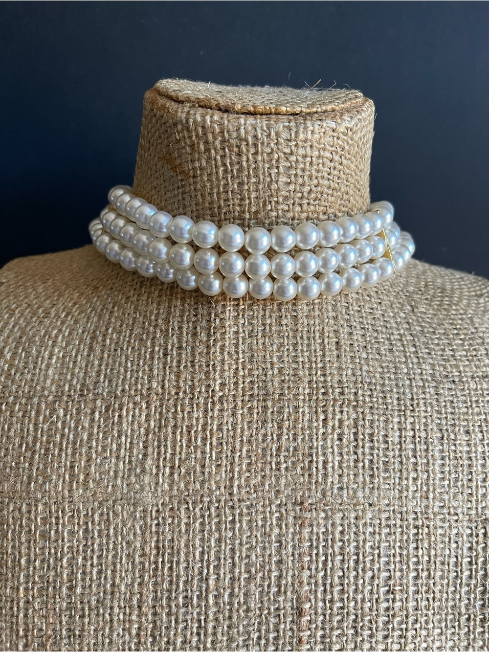 Classic faux Pearl Multi-Strand Choker Necklace.
